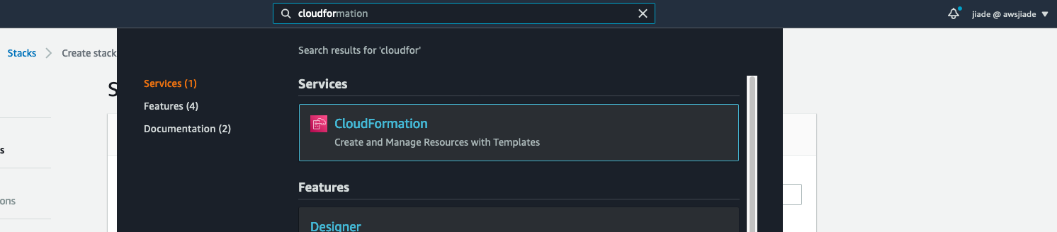 cloudformation Service Console