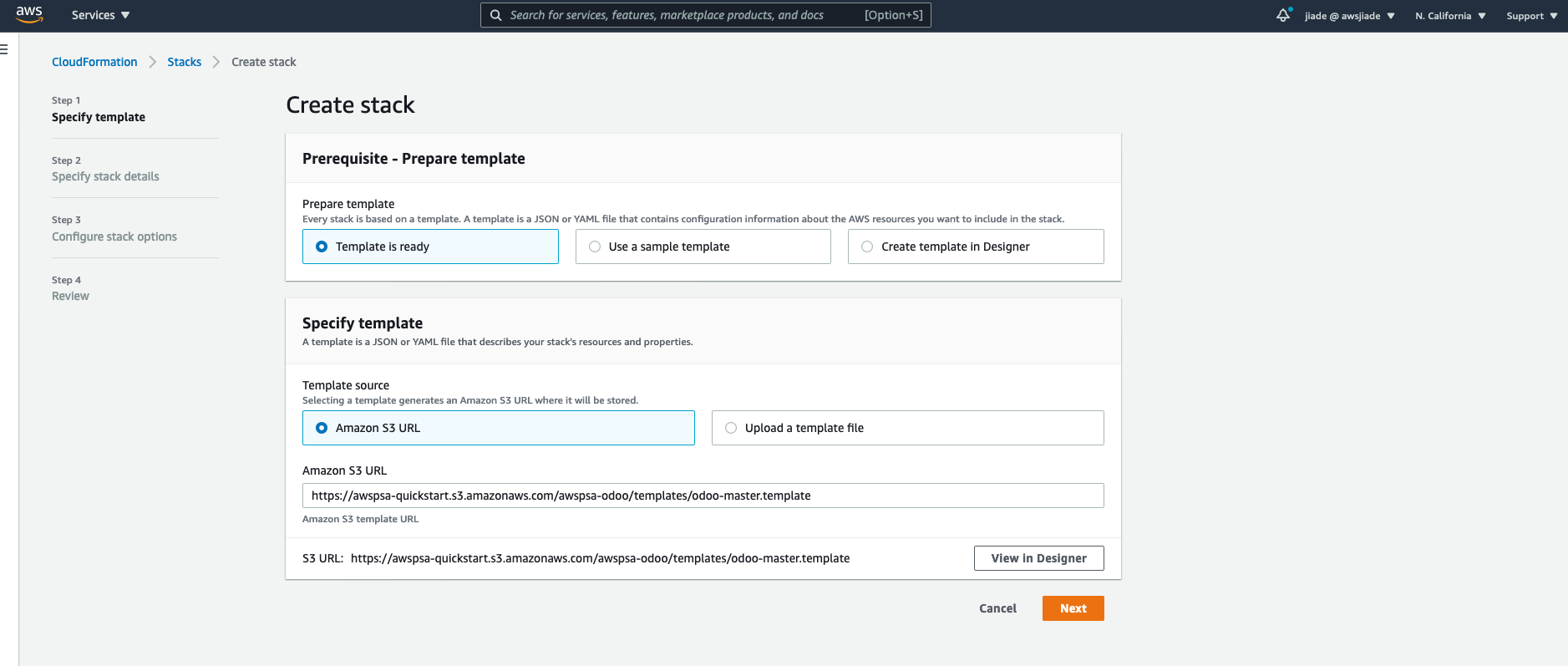 cloudformation Service Console